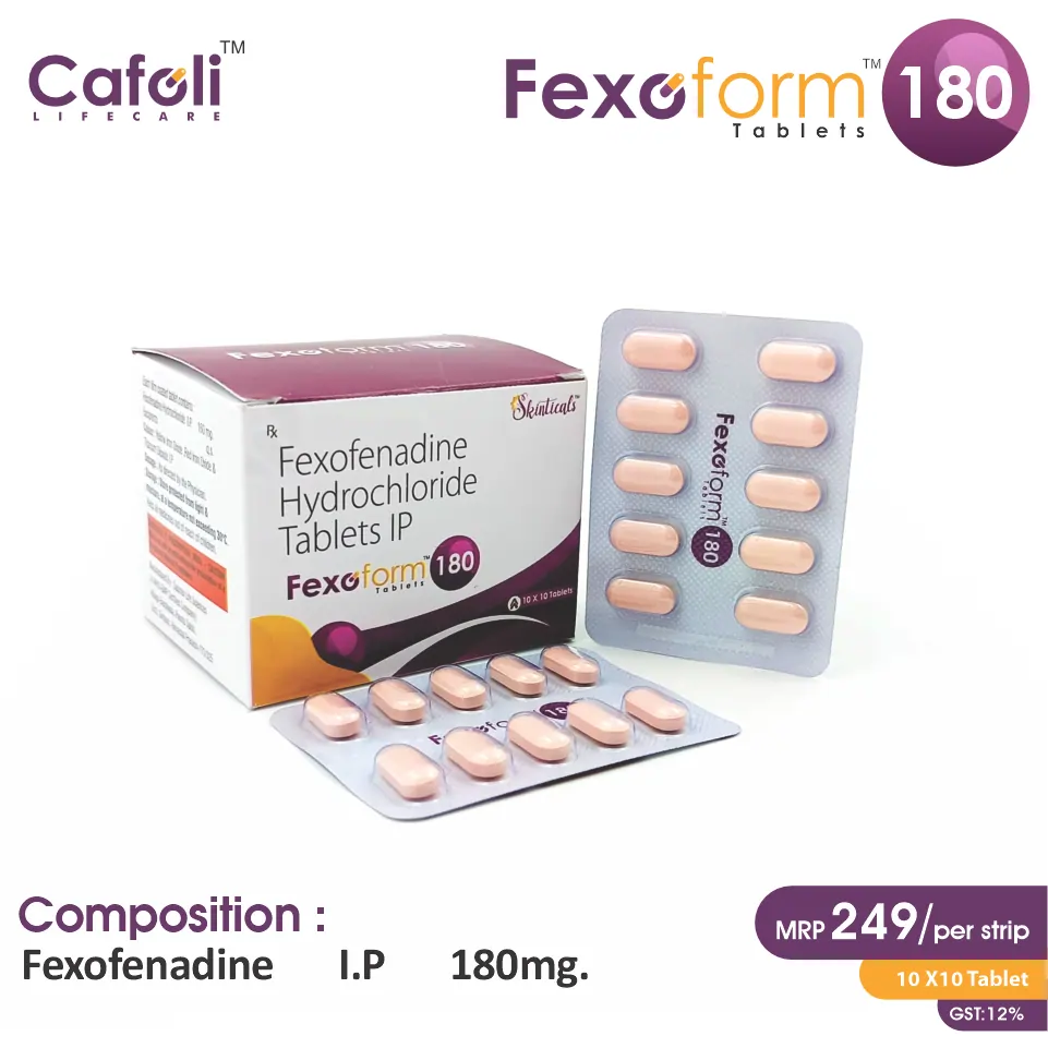 Fexofenadine 180mg Tablet at the best price in PCD Pharma Franchise for Allergy Relief.